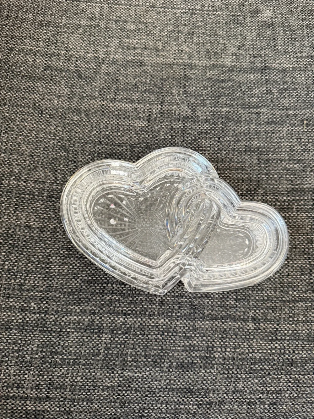 Clear Heart-Shaped Glass Trinket Dish - Clear vintage